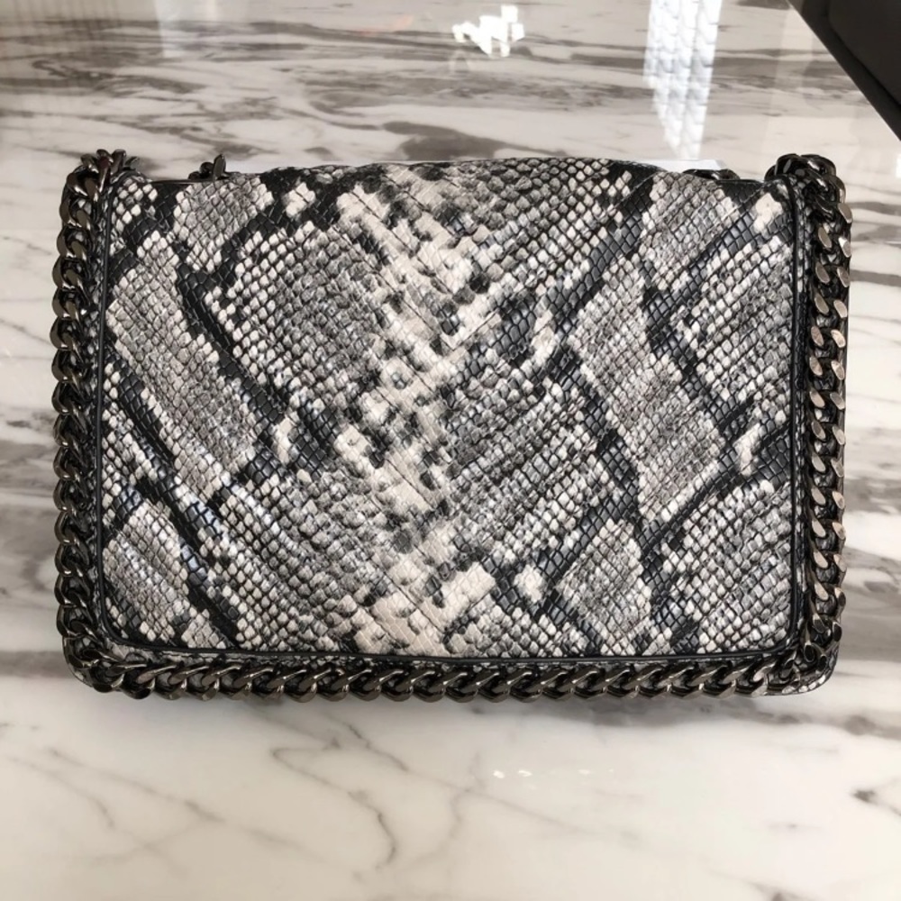 Faux snake skin purse with chain strap